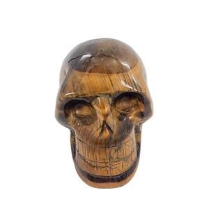 Tigers Eye Crystal Skull Hand Carved Gemstone Healing
